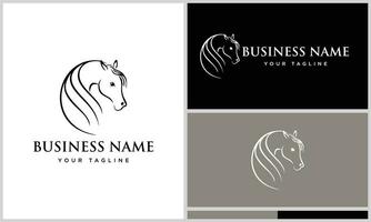 line art horse head logo vector