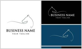 line art beautiful horse logo vector