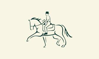 line art horseman logo template vector