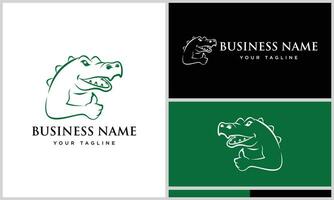 line art crocodile logo template vector