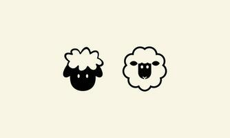 line art sheep face logo vector