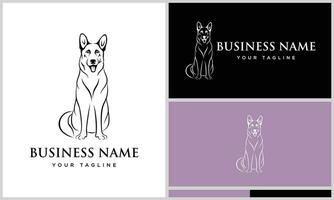 line art german shepherd logo vector