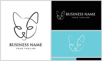 hand drawn cat head logo vector