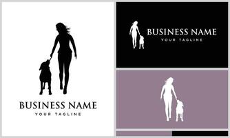 silhouette walking dog logo template vector