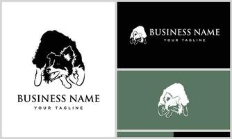 silhouette border collie herding logo vector