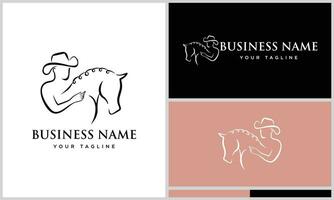 line art horse logo template vector