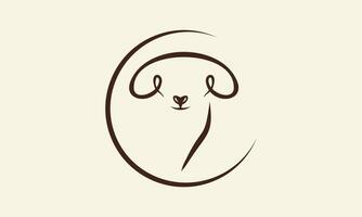 sheep line art logo template vector