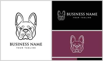 line art bulldog head logo vector