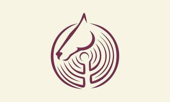 línea Arte caballo inicial logo vector