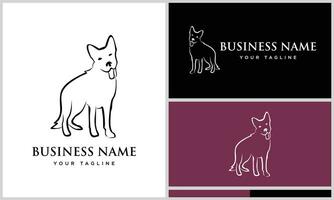 line art dog sitting logo vector