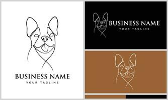 line art bulldog face logo vector