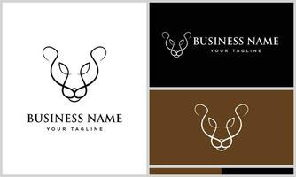 line art lioness logo design vector