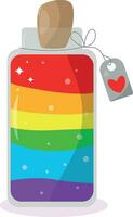 a jar with a rainbow colored liquid inside vector