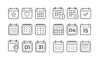 Date and calendar icons set vector