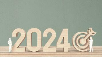 The man figure and 2024 Number for New year Business concept 3d rendering photo