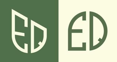paquete de diseños de logotipo eq de letras iniciales simples y creativas. vector