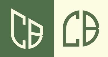 Paquete de diseños de logotipo cb de letras iniciales simples y creativas. vector