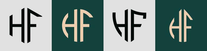 Creative simple Initial Letters HF Logo Designs Bundle. vector