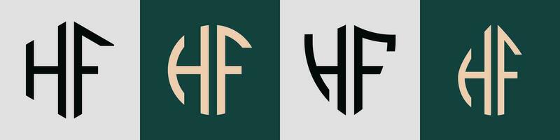 Creative simple Initial Letters HF Logo Designs Bundle. vector