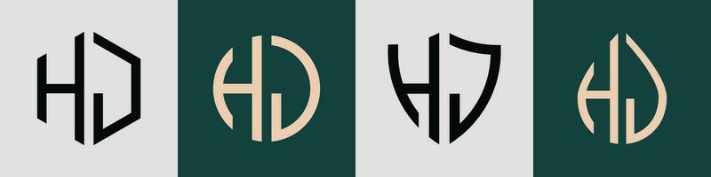 Creative simple Initial Letters HJ Logo Designs Bundle. vector