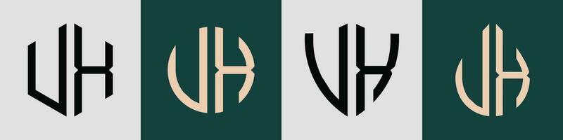 creativo sencillo inicial letras ux logo diseños manojo. vector