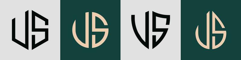 Creative simple Initial Letters US Logo Designs Bundle. vector