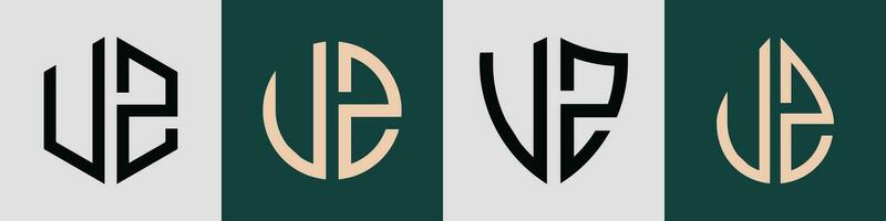 Creative simple Initial Letters UZ Logo Designs Bundle. vector