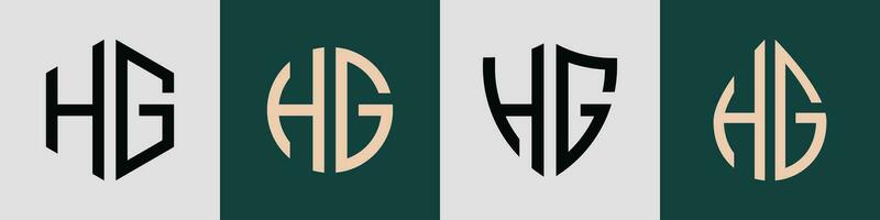 Creative simple Initial Letters HG Logo Designs Bundle. vector