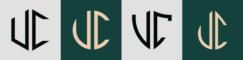 Creative simple Initial Letters UC Logo Designs Bundle. vector