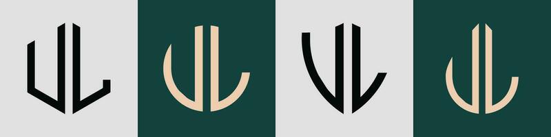 Creative simple Initial Letters UL Logo Designs Bundle. vector