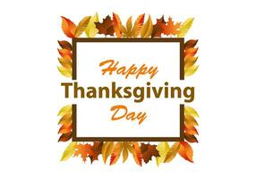 Happy Thanksgiving Day Vector Illustration With Autumn Leaves and White Background