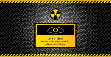 Abstract warning background, attention. Warning sign banner with hazard symbol. internet danger concept, technology, network security protection, industrial banner. vector