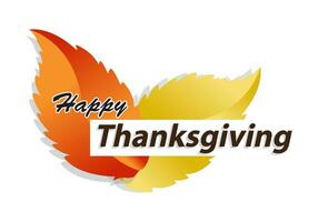 Happy Thanksgiving Day Vector Illustration With Autumn Leaves and White Background