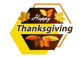 Happy Thanksgiving Day Vector Illustration With Autumn Leaves and White Background