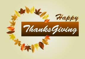 Happy Thanksgiving Day Vector Illustration With Autumn Leaves and Pastel Colored Background