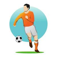 Vector Illustration in Simple Flat Design Style of a Football Player