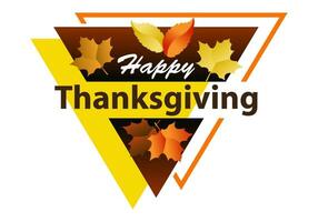 Happy Thanksgiving Day Vector Illustration With Autumn Leaves and White Background