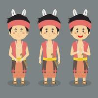 Central Kalimantan Indonesian Character with Various Expression vector