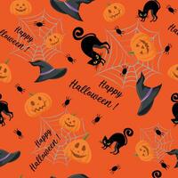 Halloween orange festive seamless pattern. vector