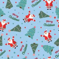 Christmas seamless pattern with santa claus and fir trees. vector