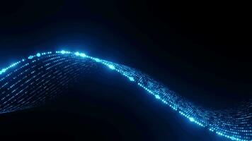 Abstract curve technology background, with dot particles lights, glowing blue colour video