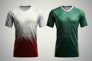 Mockup sports football team uniforms multicolors shirt, Generative AI illustration photo