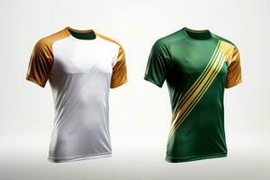 Mockup sports football team uniforms multicolors shirt, Generative AI illustration photo