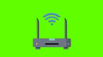internet service draadloze router modem met wifi signaal animatie internet verbinding bedrijfsconcept video