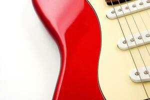Electric guitar body isolated on white background. Entertainment and music concept. photo