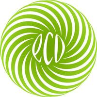 Logo shop natural eco food products, spiral green circle caligraphic vector