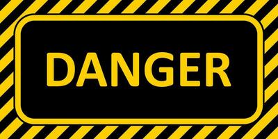 Warning Sign banner danger, striped frame, horizontal badge text danger vector