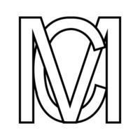 logo firmar mc cm icono doble letras logotipo metro C vector