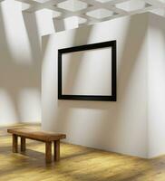 simple black wooden frame mockup poster on the art gallery wall photo