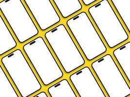 set of collection diagonal phone 14 pro mockup blank screen on the yellow backgorund for UI UX template design phone photo